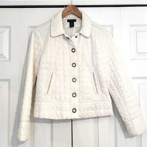 Winter White Quilted Lightweight Jacket with Front Snaps. Petite Medium